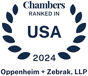 O+Z, Chambers USA and ManagingIP Magazine, Leaders in Intellectual Property and Copyright Law award badge